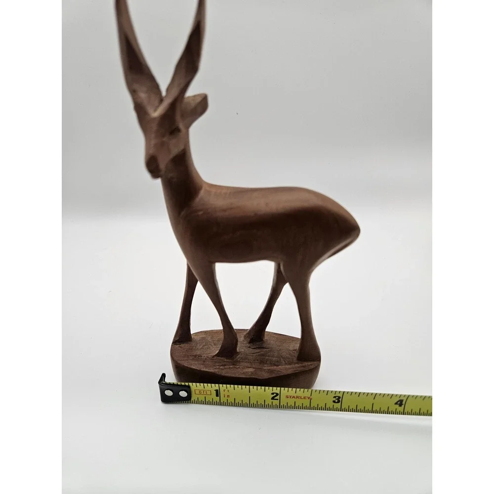 Vintage Handcarved Wooden Gazelle Figurine 6